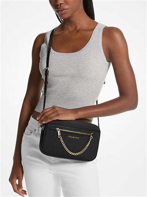 michael michael kors houston jet set crossgrain leather crossbody bag|Michael Kors jet set item.